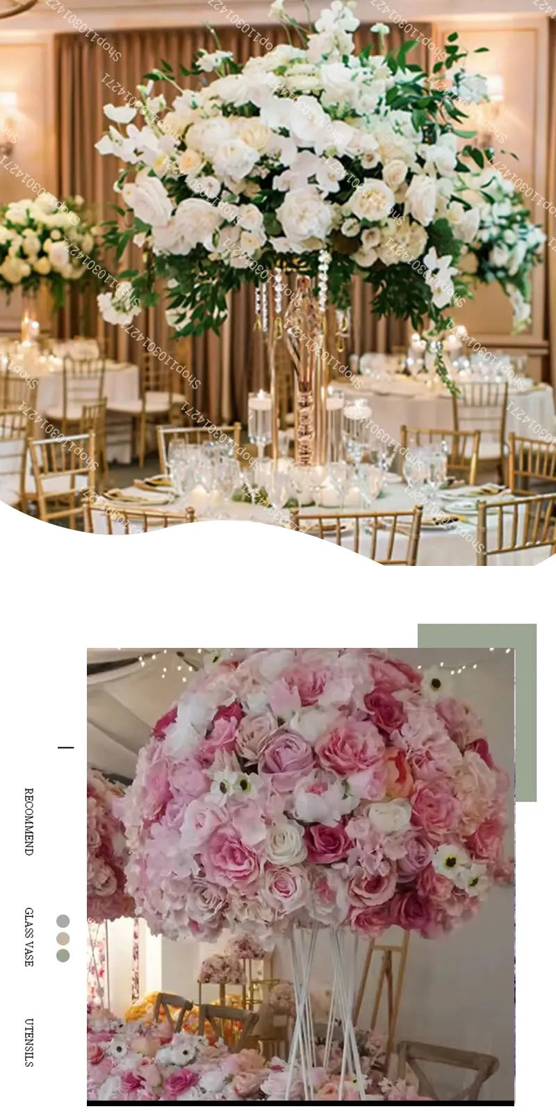 70cm Luxurious White Rose Flower Ball Wedding Reception Centerpiece For Table Decor Accessories Floral Arrangement Event  Prop