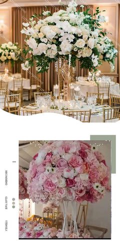 Boule de Roses Blanches Artificielles 70cm — Centre de Table Mariage