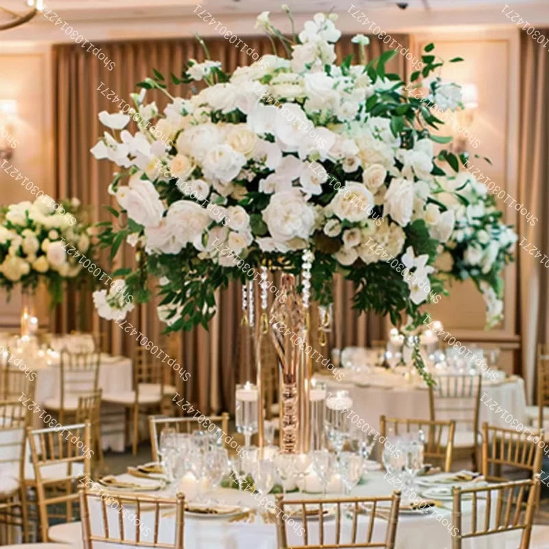 Boule de Roses Blanches Artificielles 70cm — Centre de Table Mariage