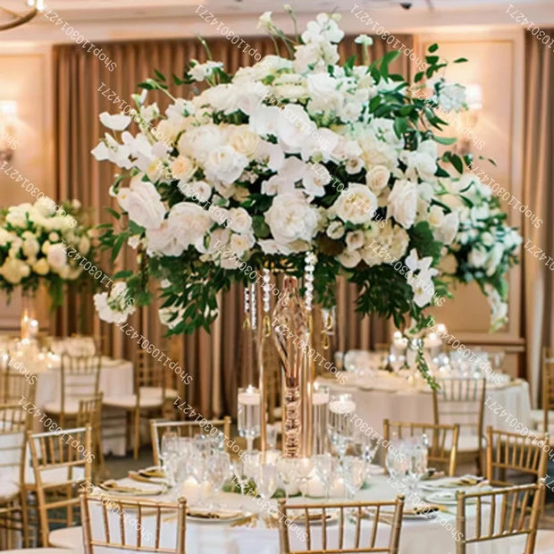 Boule de Roses Blanches Artificielles 70cm — Centre de Table Mariage
