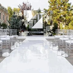 Tapis miroir blanc premium — Allée de cérémonie & scène mariage