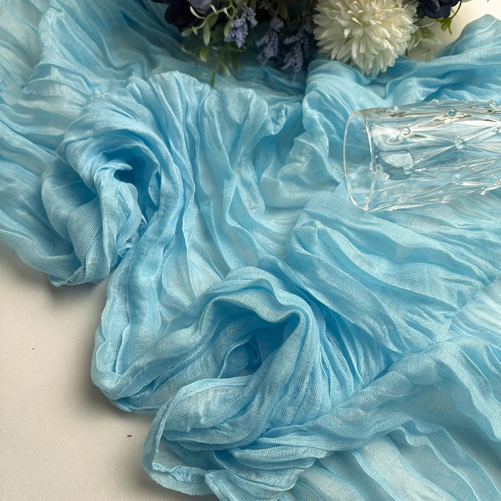 Wrinkle Gauze Table Runner Cheesecloth Semi-Sheer Table Setting Dining Wedding Party Christmas House Banquets Arches Decor