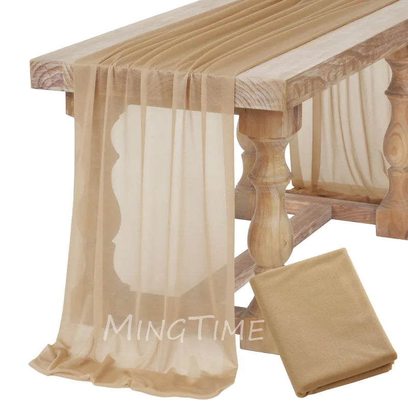 Soft Table Runner Blush Dust Pink Gauze Rustic Boho Natural Wedding Party Baby Shower Dinning Ornament Decoration
