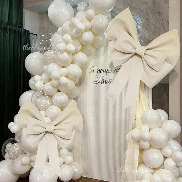 70/50/30cm Giant Cream Bow Eva Foam Paper DIY Bow Garland Arch for Bow Birthday Girls Coquette Wedding Bridal Shower Party Decor