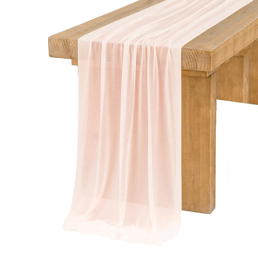 Chiffon Table Runner Sheer Fabric Silk for Boho Sheer Fabric Wedding Arch Overlay Draping Decoration Birthday Party Table Decor