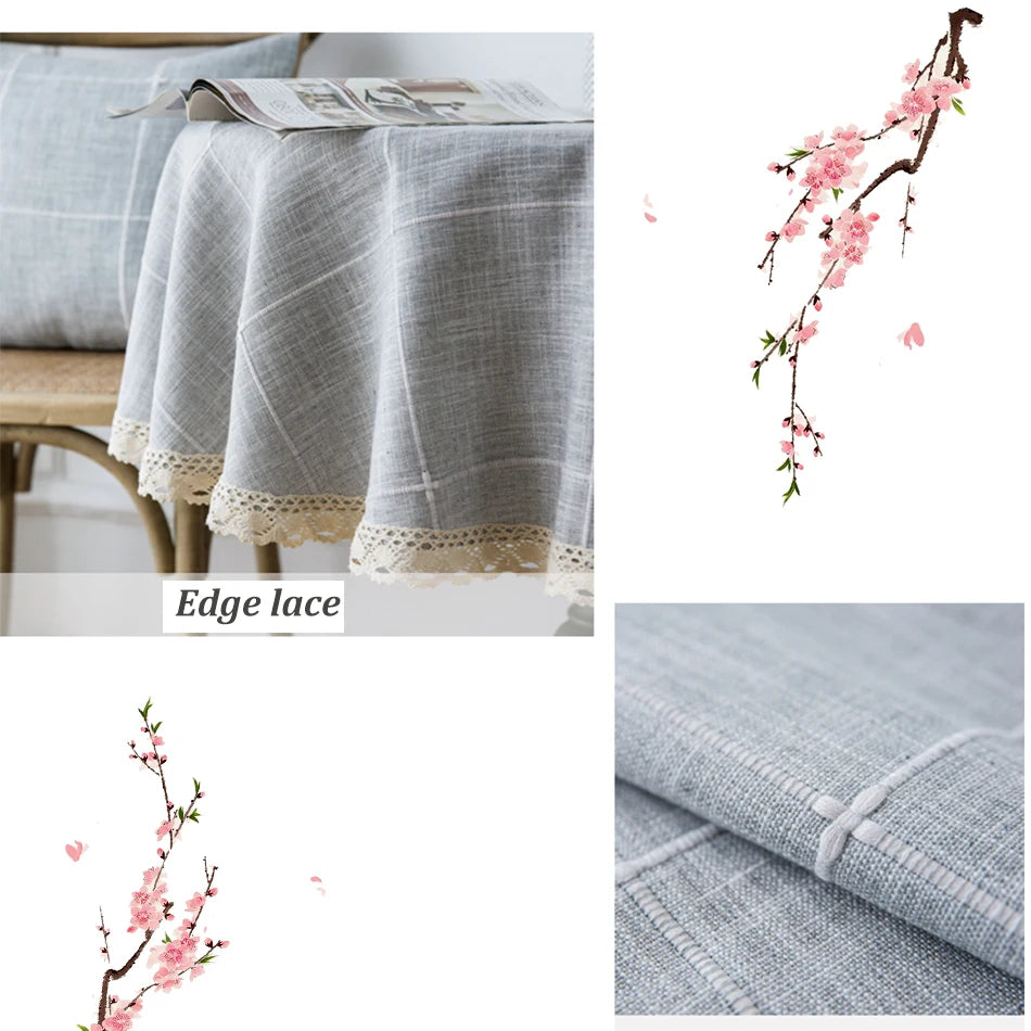 Three-dimensional Jacquard Checkered Round Tablecloth,Cotton Linen Tassels Dust-Proof Table Cover,For Dinner Party Wedding Decor