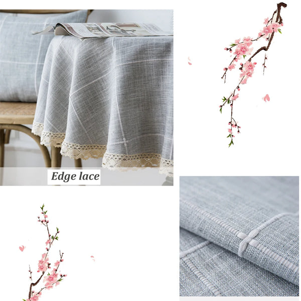 Three-dimensional Jacquard Checkered Round Tablecloth,Cotton Linen Tassels Dust-Proof Table Cover,For Dinner Party Wedding Decor