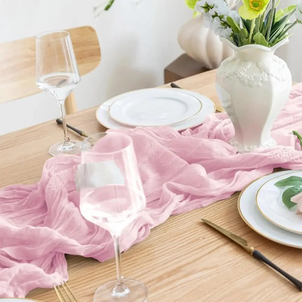 Burgundy Table Runner Cheesecloth Gauze Rustic Boho Cheese Cloth Table Runner Wedding Bridal Shower Birthday Party Decorations