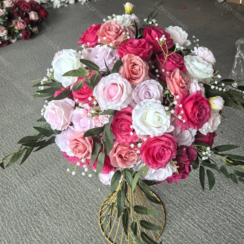 70cm Luxurious White Rose Flower Ball Wedding Reception Centerpiece For Table Decor Accessories Floral Arrangement Event  Prop