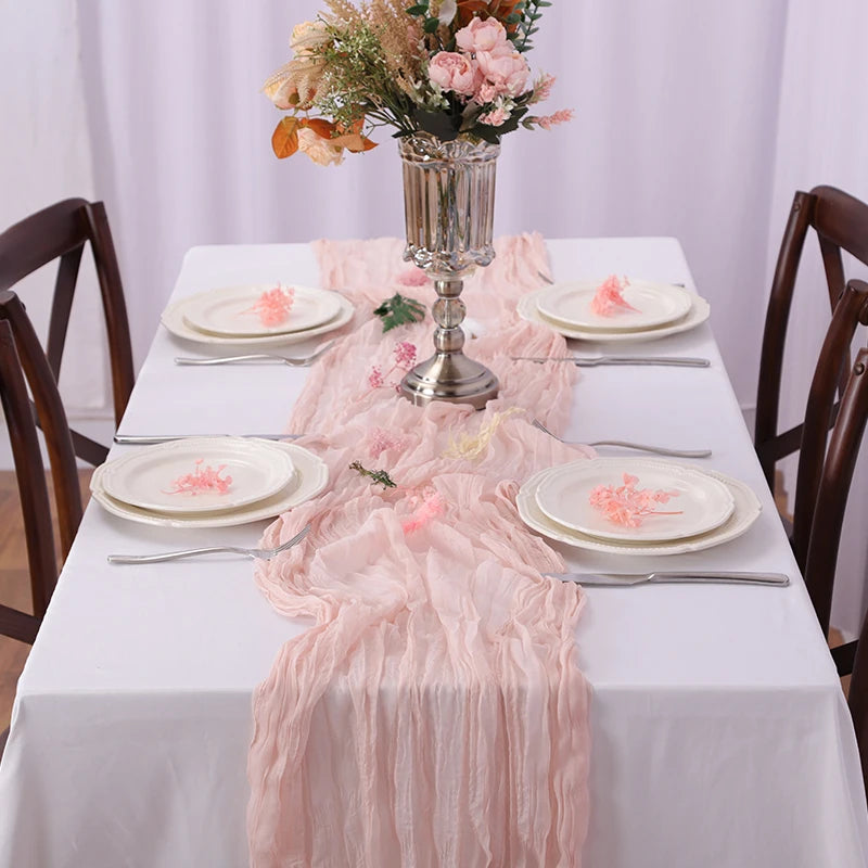 Event Designing Table Runner Cheese Cloth Gauze Crepe Rustic Wedding Party Decor Farmhouse Tabledecor House Warming Gift Easter