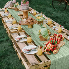 Chemin de Table Boho Étamine Long — Romantique Mariage Oriental