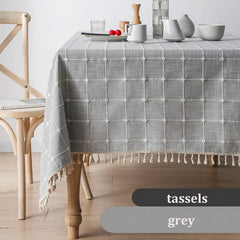 Nappe Jacquard Carreaux & Franges — Coton Lin Mariage Oriental