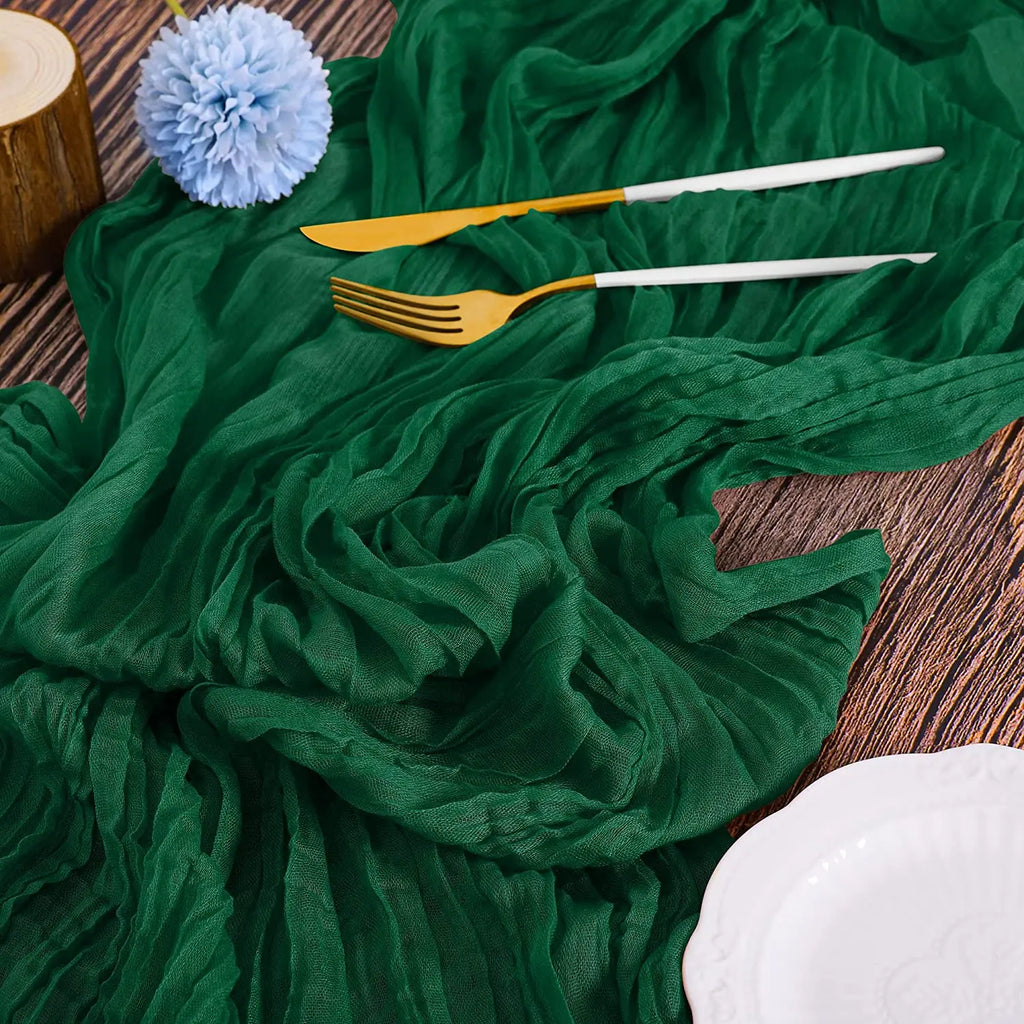 Wrinkle Gauze Table Runner Cheesecloth Semi-Sheer Table Setting Dining Wedding Party Christmas House Banquets Arches Decor