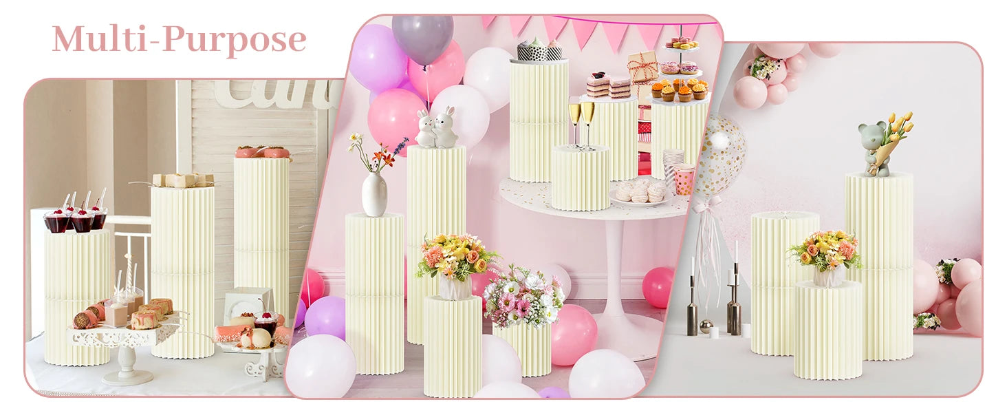 Party Round Pedestal Stands for Dessert Display Roman Column Vases Wedding Baby Shower Centerpieces Simple Generous Design