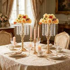Grand Vase Doré Torsadé à Suspendre — Centre de Table Luxe Mariage