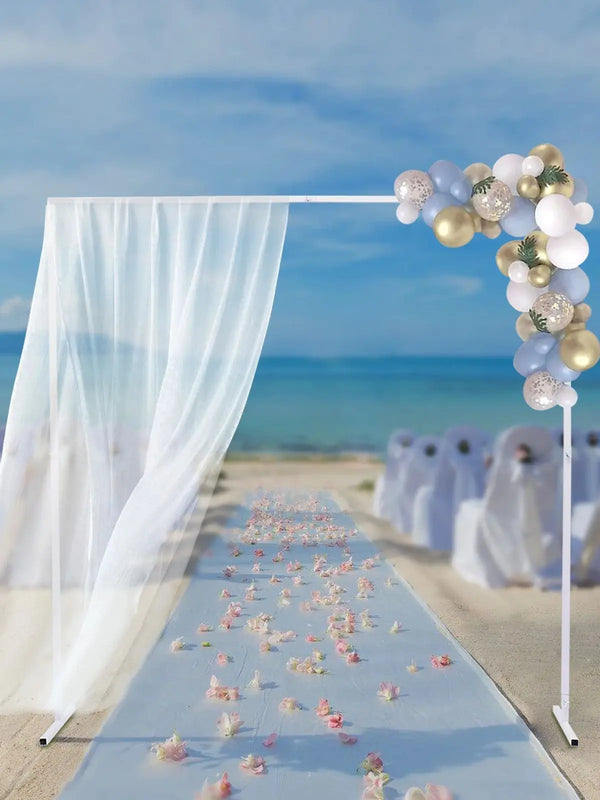 2x2m/6x6.6Ft Wedding Arch Stand, White Metal Square Garden Backdrop Frame, Height Adjustable Party Flower Balloon DIY Decor Rack