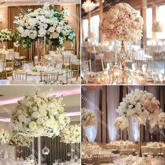 Boule de Roses Blanches Artificielles 70cm — Centre de Table Mariage