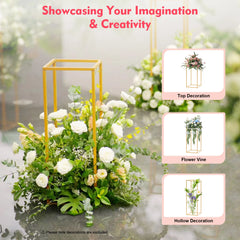 Lot de 4 présentoirs dorés à hauteurs variables — Décoration de salle de mariage