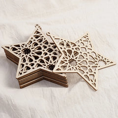 Lot de 3 suspensions Eid Mubarak en bois — Lune & étoile