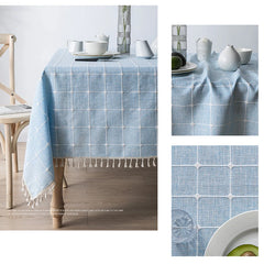 Nappe Jacquard Carreaux & Franges — Coton Lin Mariage Oriental