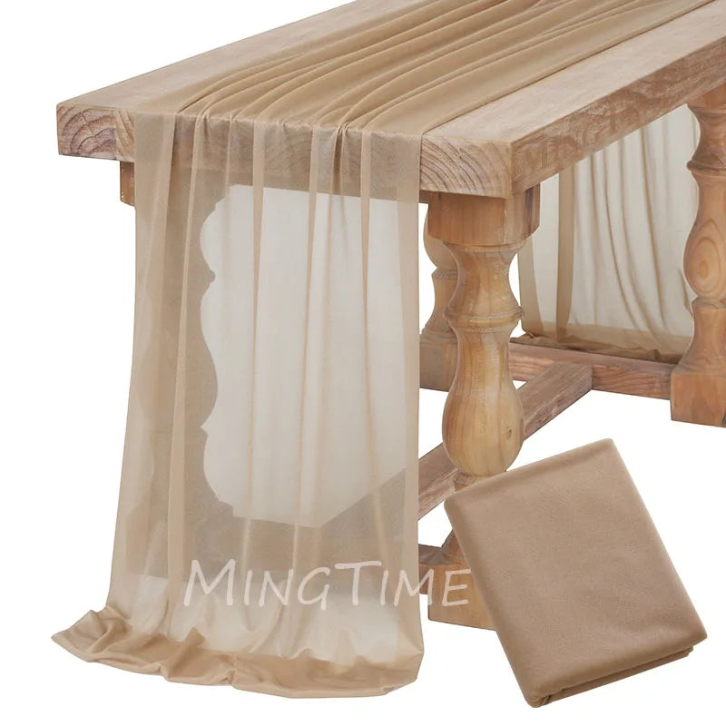 Soft Table Runner Blush Dust Pink Gauze Rustic Boho Natural Wedding Party Baby Shower Dinning Ornament Decoration
