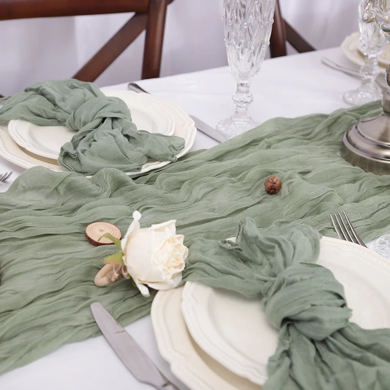 Event Designing Table Runner Cheese Cloth Gauze Crepe Rustic Wedding Party Decor Farmhouse Tabledecor House Warming Gift Easter
