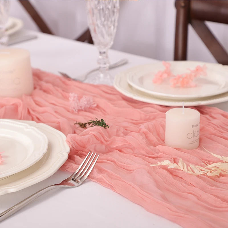 Event Designing Table Runner Cheese Cloth Gauze Crepe Rustic Wedding Party Decor Farmhouse Tabledecor House Warming Gift Easter