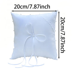 Coussin porte-alliances satin dentelle & perles — Cérémonie mariage