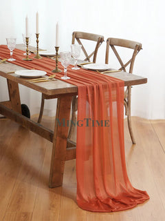 Chemin de Table Gaze Rose Poudrée — Mariage Romantique Oriental