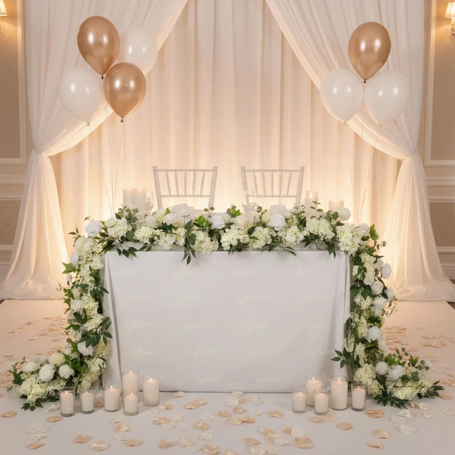 Rangée de Roses & Pivoines Artificielles 50-100cm — Backdrop Mariage Oriental Image secondaire du produit