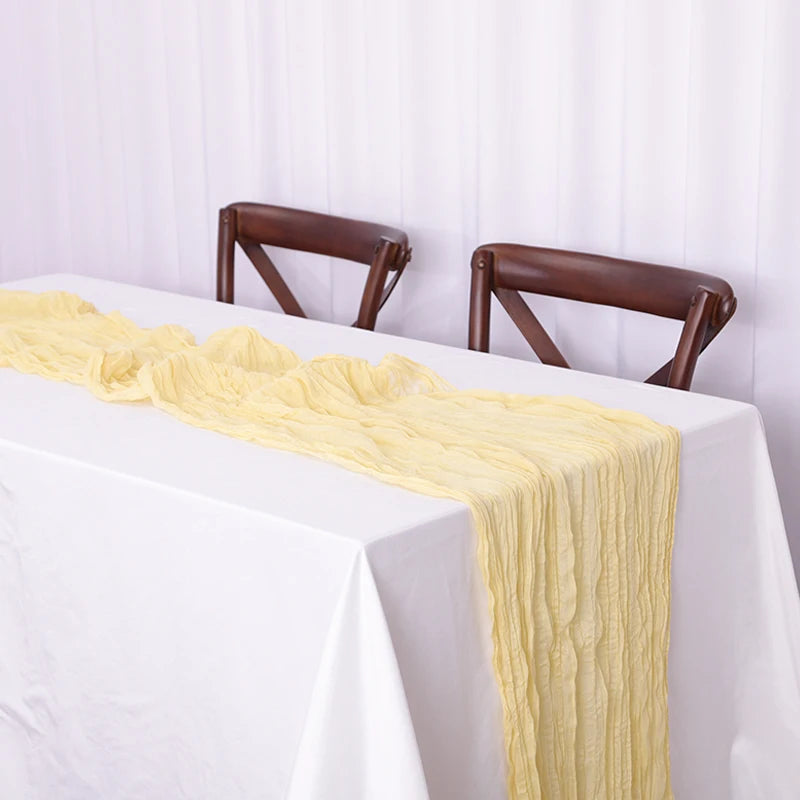 Wrinkle Gauze Table Runner Cheesecloth Semi-Sheer Table Setting Dining Wedding Party Christmas House Banquets Arches Decor