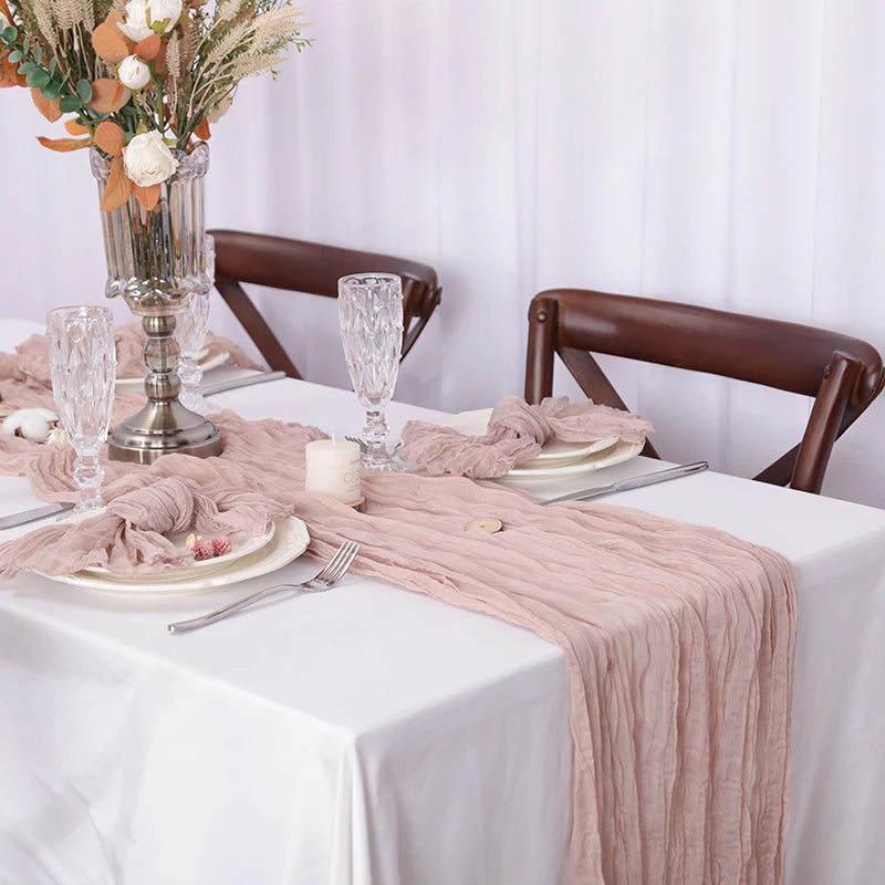 Event Designing Table Runner Cheese Cloth Gauze Crepe Rustic Wedding Party Decor Farmhouse Tabledecor House Warming Gift Easter