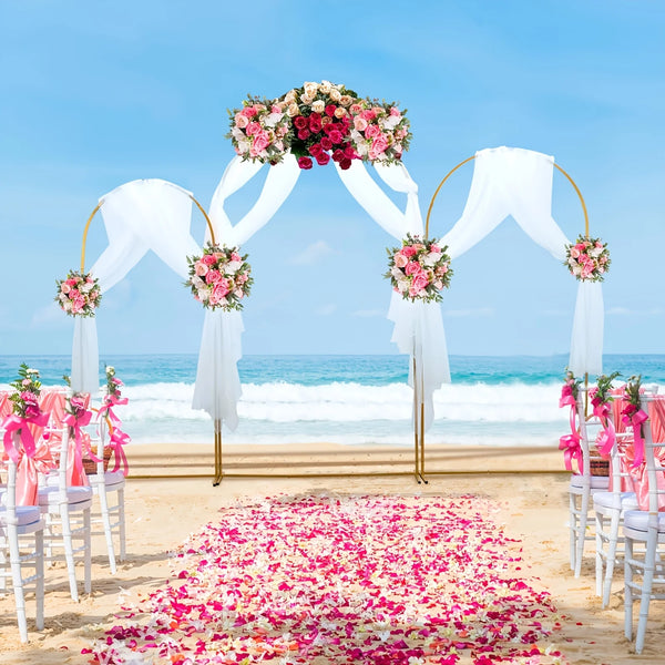 3PCS Set Wedding Arch Stand Golden Metal Wedding Arch Iron Frame, Durable Steel Alloy, Easy to Assemble - Indoor/Outdoor Decorative Stand for Weddings, Birthdays, Proposals