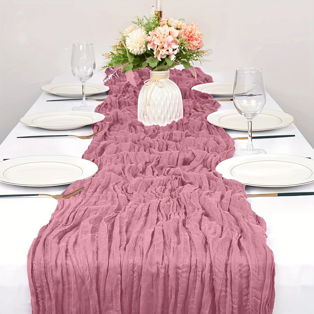 1pc Boho Style Cheesecloth Table Runner Long Gauze Sheer RomanticTable Runner For Weddings, And Scene Decor Home Decor
