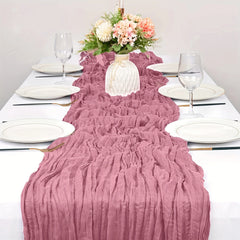 Chemin de Table Boho Étamine Long — Romantique Mariage Oriental