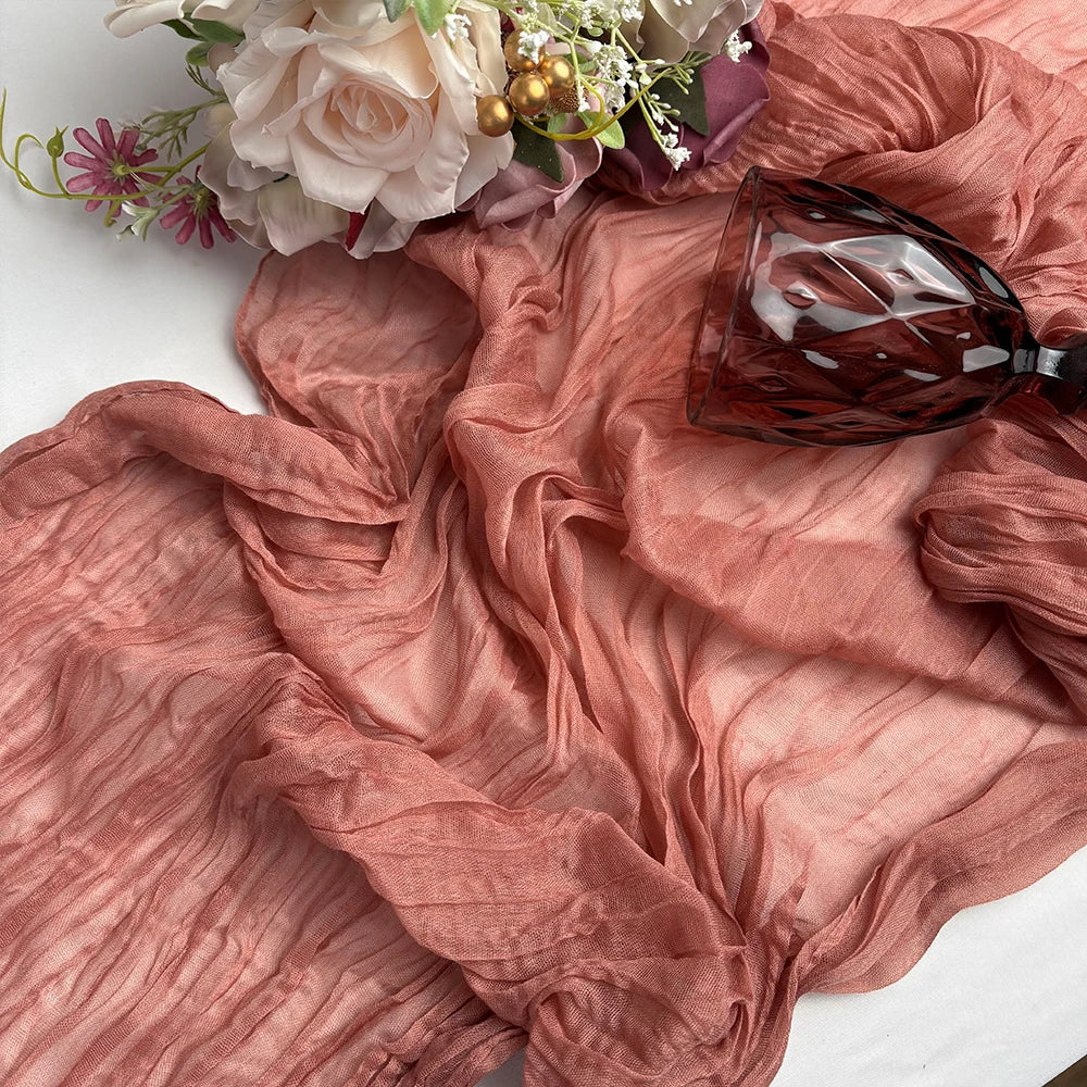Event Designing Table Runner Cheese Cloth Gauze Crepe Rustic Wedding Party Decor Farmhouse Tabledecor House Warming Gift Easter
