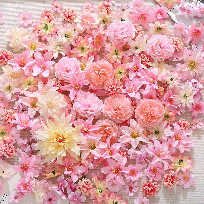 20/50Pcs Artificial Flower Head Mini Silk Artificial Rose Peony Daisy Flower Craft Supplies Wedding Party Wreath Home Decoration