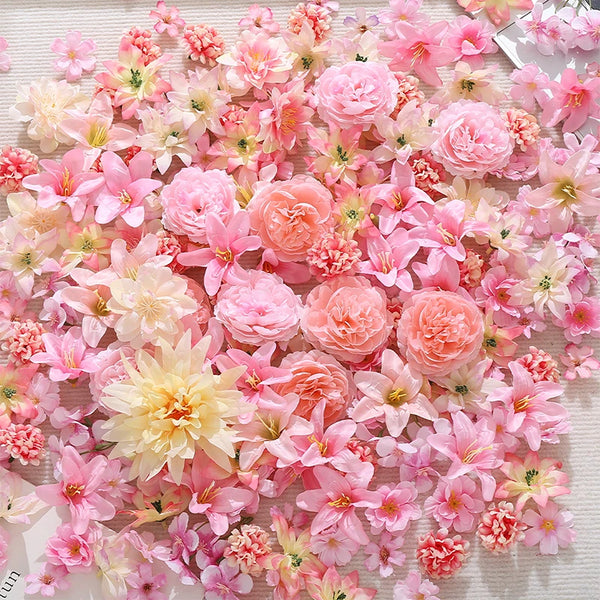 20/50Pcs Artificial Flower Head Mini Silk Artificial Rose Peony Daisy Flower Craft Supplies Wedding Party Wreath Home Decoration