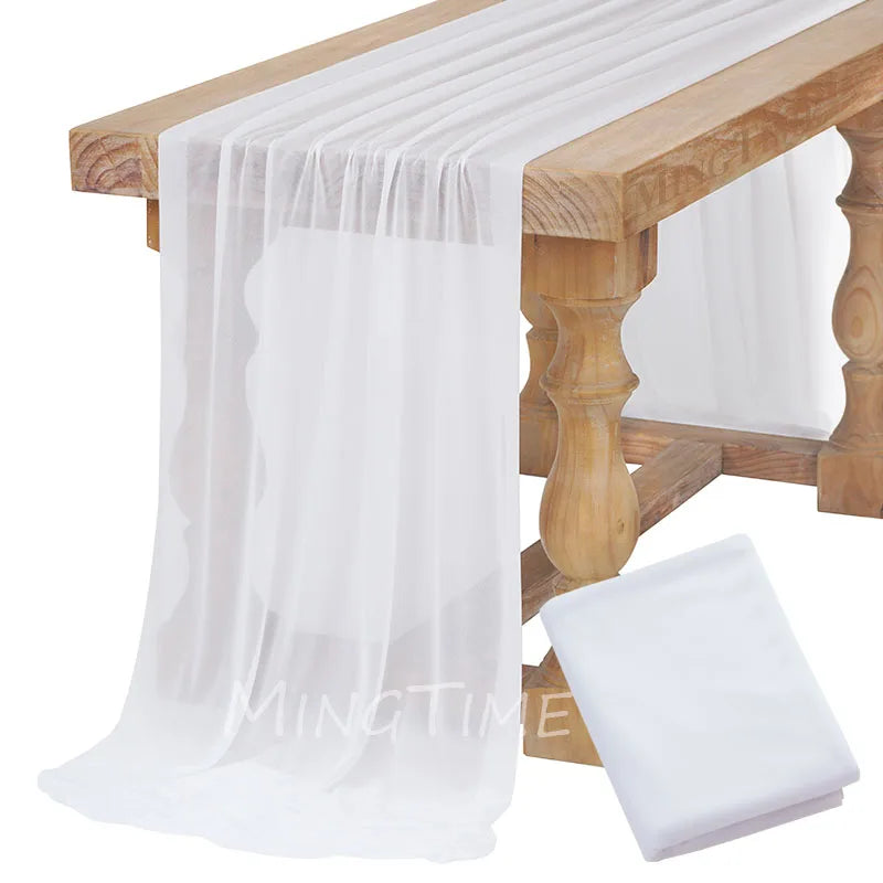 Soft Table Runner Blush Dust Pink Gauze Rustic Boho Natural Wedding Party Baby Shower Dinning Ornament Decoration