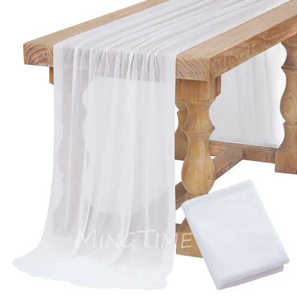 Soft Table Runner Blush Dust Pink Gauze Rustic Boho Natural Wedding Party Baby Shower Dinning Ornament Decoration
