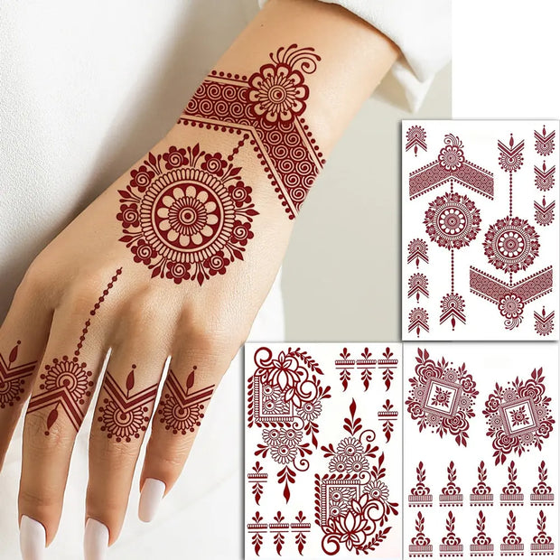 Stickers henné waterproof — Motifs mains mariage & cérémonie