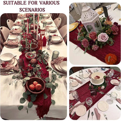 Chemin de Table Gaze Bordeaux — Mariage Boho Rustique Oriental
