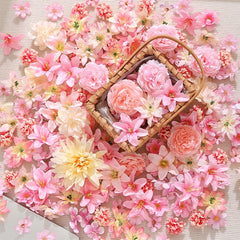 Lot de 20 ou 50 têtes de fleurs en soie