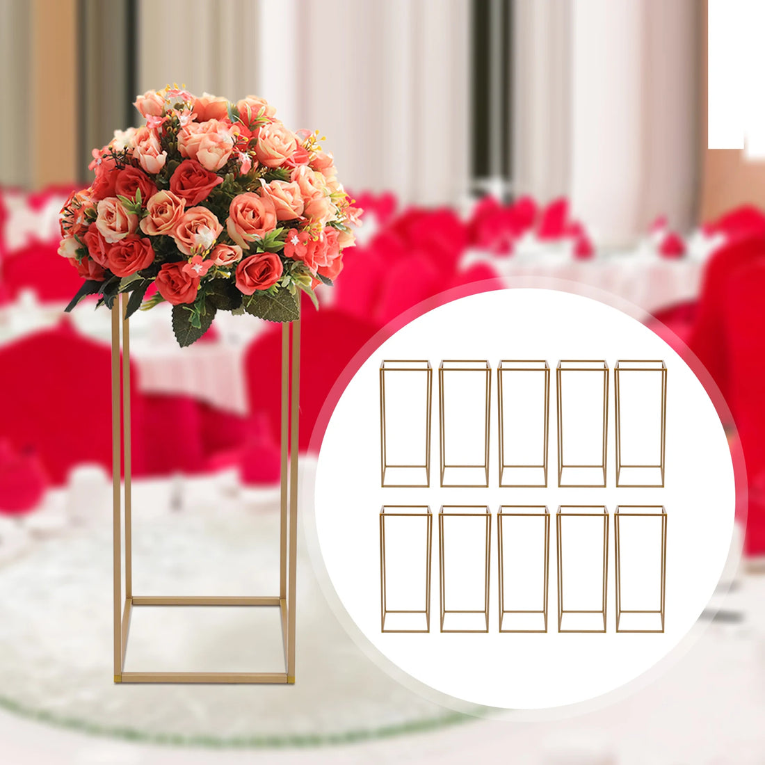 Lot de 10 présentoirs à fleurs dorés 60 cm — Mariage oriental