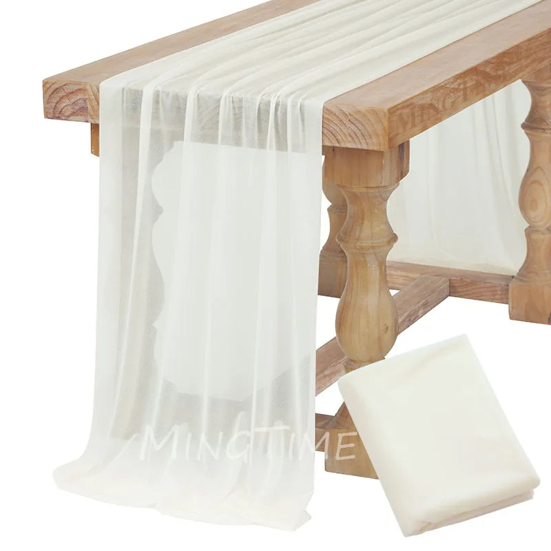 Soft Table Runner Blush Dust Pink Gauze Rustic Boho Natural Wedding Party Baby Shower Dinning Ornament Decoration