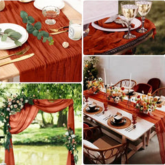 Chemin de Table Boho Étamine Long — Romantique Mariage Oriental