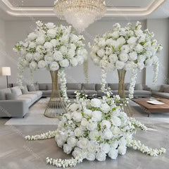 Boule de Roses Blanches Artificielles 70cm — Centre de Table Mariage