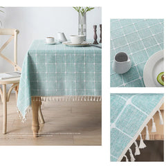 Nappe Jacquard Carreaux & Franges — Coton Lin Mariage Oriental