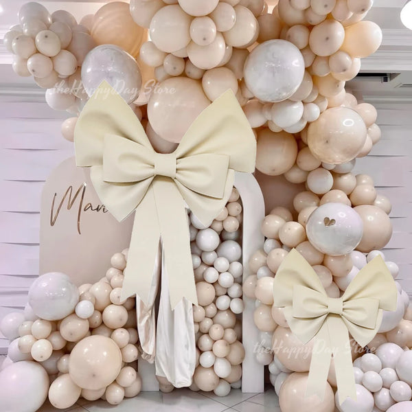 70/50/30cm Giant Cream Bow Eva Foam Paper DIY Bow Garland Arch for Bow Birthday Girls Coquette Wedding Bridal Shower Party Decor