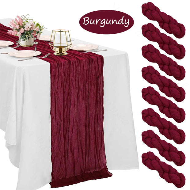 Chemin de Table Gaze Bordeaux — Mariage Boho Rustique Oriental